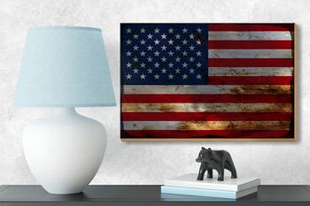 Panneau en bois drapeau États-Unis 18x12 cm Décoration rouille États 3