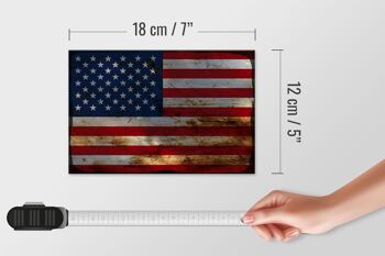Panneau en bois drapeau États-Unis 18x12 cm Décoration rouille États 4