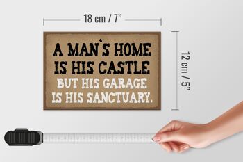 Panneau en bois disant 18x12 cm La maison de l'homme est sa décoration de garage de château 4