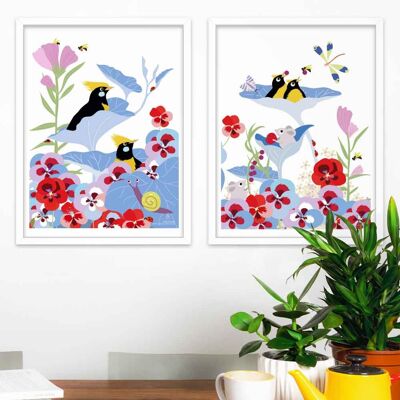 Duo 2 posters for children's room: Thought. Artist: Alice RICARD 30x40