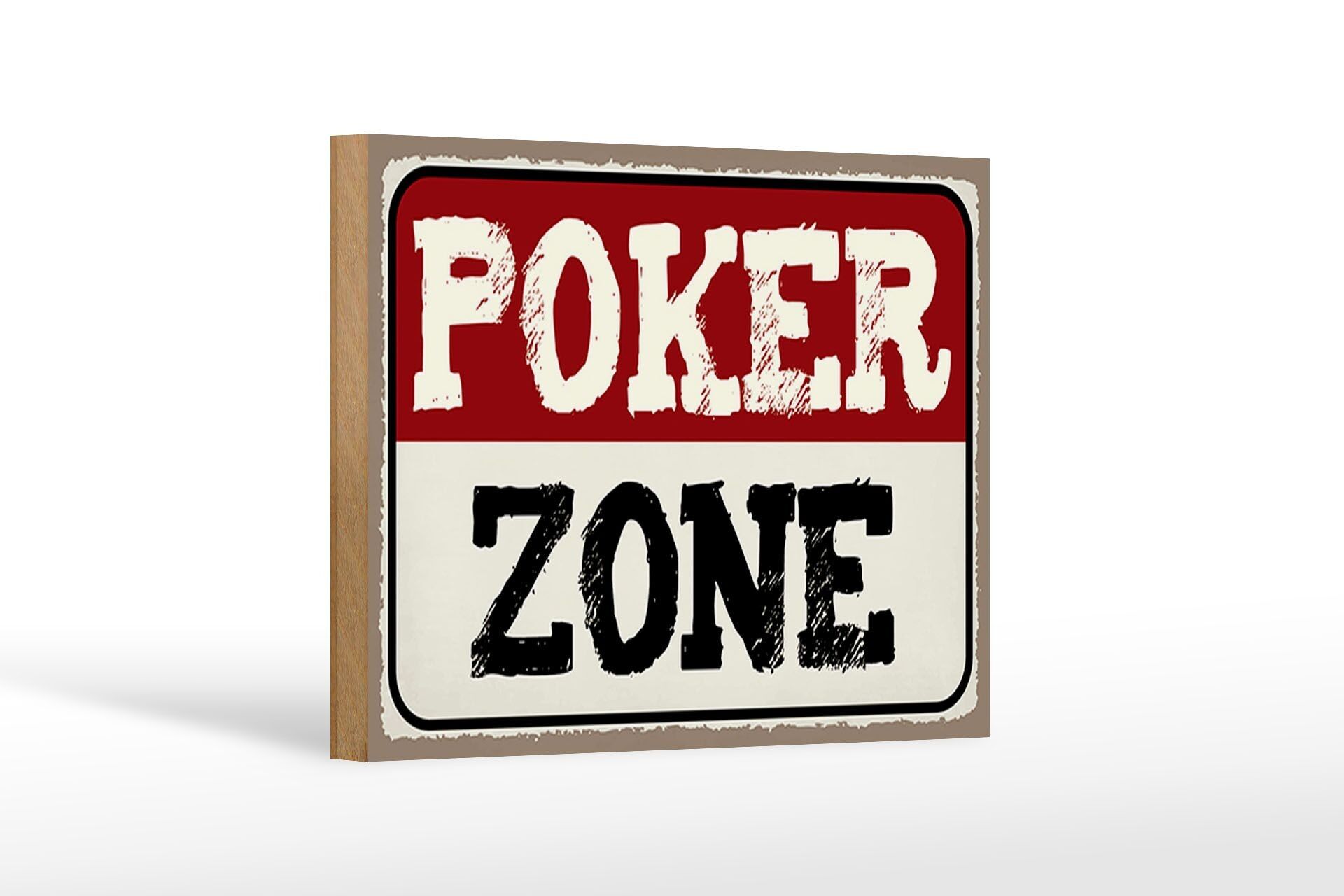 Cartel de madera con inscripción Poker Zone 18x12 cm decoración regalo