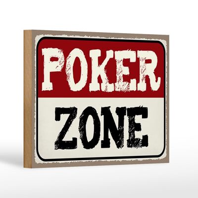 Cartel de madera con inscripción Poker Zone 18x12 cm decoración regalo