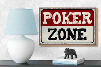 Panneau en bois disant 18x12 cm Décoration cadeau Poker Zone 3