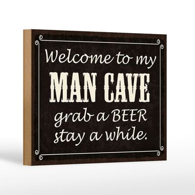 Holzschild Spruch 18x12 cm welcome to my MAN CAVE Dekoration