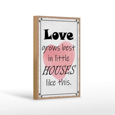 Cartel de madera que dice 12x18cm el amor crece mejor en la decoración de casitas
