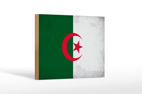 Holzschild Flagge Algerien 18x12 cm Flag Algeria Vintage Dekoration