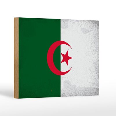 Panneau en bois drapeau Algérie 18x12 cm Drapeau Algérie décoration vintage