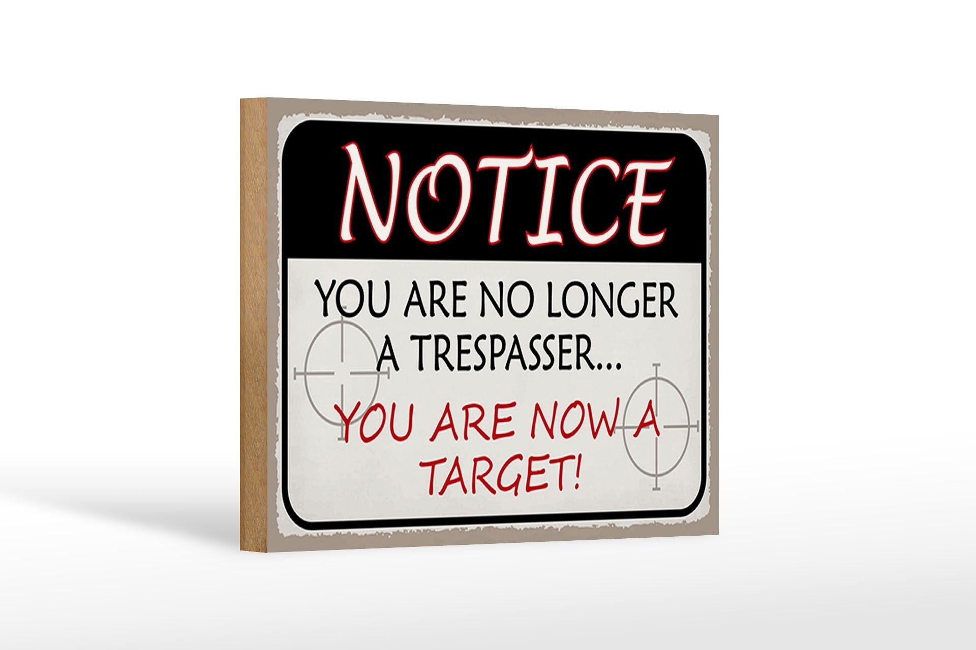 Cartel de madera que dice 18x12 cm decoración Aviso que ya no invasores