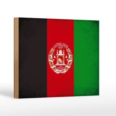 Holzschild Flagge Afghanistan 18x12 cm Afghanistan Vintage Dekoration