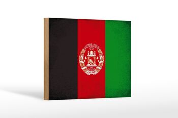 Panneau en bois drapeau Afghanistan 18x12 cm Afghanistan décoration vintage 1