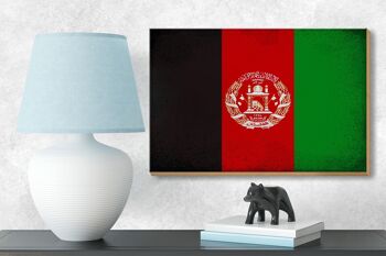 Panneau en bois drapeau Afghanistan 18x12 cm Afghanistan décoration vintage 3