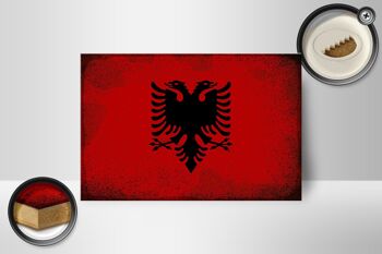 Panneau en bois drapeau Albanie 18x12 cm Drapeau Albanie décoration vintage 2