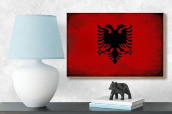 Panneau en bois drapeau Albanie 18x12 cm Drapeau Albanie décoration vintage 3