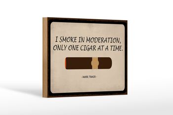 Panneau en bois disant 18x12cm je fume avec modération uniquement décoration de cigares 1