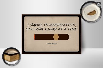 Panneau en bois disant 18x12cm je fume avec modération uniquement décoration de cigares 2