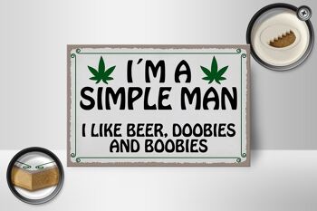 Panneau en bois disant 18x12cm je suis un homme simple comme une décoration de doobies de bière 2