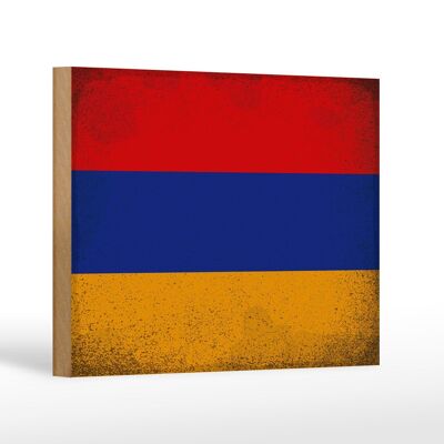 Cartello in legno bandiera Armenia 18x12 cm Bandiera Armenia decorazione vintage