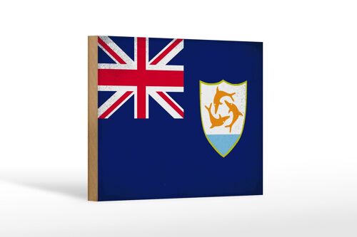 Holzschild Flagge Anguilla 18x12 cm Flag Anguilla Vintage Dekoration