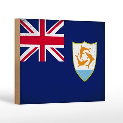 Cartello bandiera in legno Anguilla 18x12 cm Bandiera Anguilla decorazione vintage