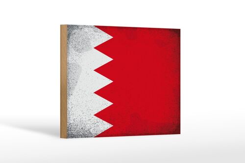 Holzschild Flagge Bahrain 18x12 cm Flag of Bahrain Vintage Dekoration