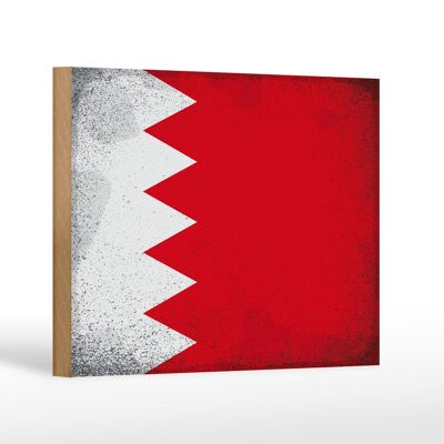 Holzschild Flagge Bahrain 18x12 cm Flag of Bahrain Vintage Dekoration