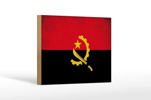 Holzschild Flagge Angola 18x12 cm Flag of Angola Vintage Dekoration