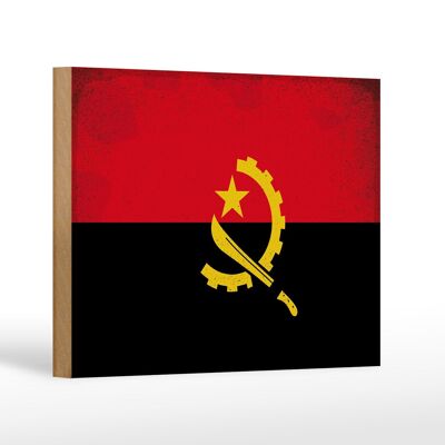 Cartello in legno bandiera Angola 18x12 cm Bandiera dell'Angola decorazione vintage