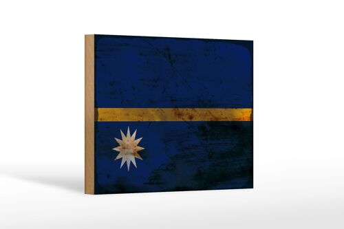 Holzschild Flagge Nauru 18x12 cm Flag of Nauru Rost Dekoration