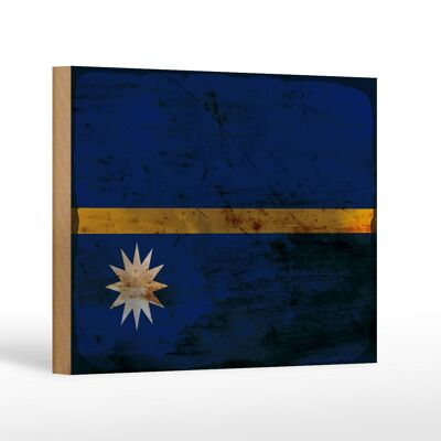 Holzschild Flagge Nauru 18x12 cm Flag of Nauru Rost Dekoration