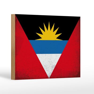 Holzschild Flagge Antigua und Barbuda 18x12cm Flag Vintage Dekoration