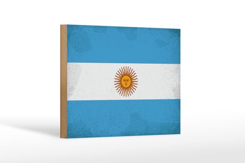 Holzschild Flagge Argentinien 18x12 cm Argentina Vintage Dekoration