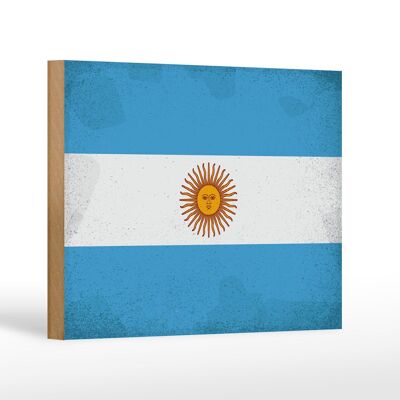 Letrero de madera bandera Argentina 18x12 cm decoración vintage Argentina