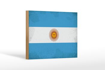 Panneau en bois drapeau Argentine 18x12 cm Argentine décoration vintage 1