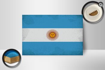 Panneau en bois drapeau Argentine 18x12 cm Argentine décoration vintage 2