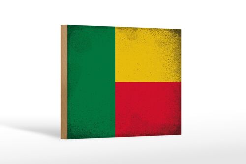 Holzschild Flagge Benin 18x12 cm Flag of Benin Vintage Dekoration