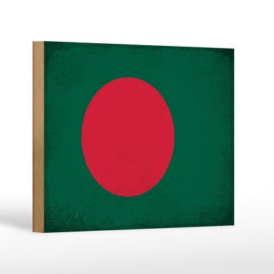 Holzschild Flagge Bangladesch 18x12 cm Bangladesh Vintage Dekoration