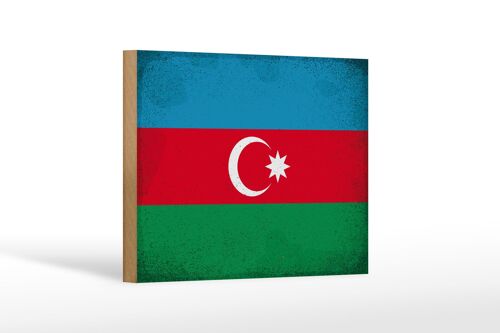 Holzschild Flagge Aserbaidschan 18x12cm Azerbaijan Vintage Dekoration