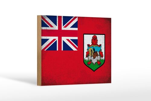 Holzschild Flagge Bermuda 18x12 cm Flag of Bermuda Vintage Dekoration