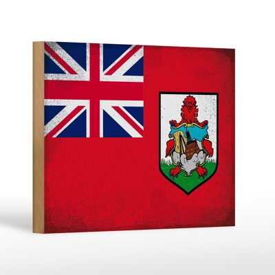 Holzschild Flagge Bermuda 18x12 cm Flag of Bermuda Vintage Dekoration