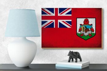 Panneau en bois drapeau des Bermudes 18x12 cm Drapeau des Bermudes décoration vintage 3