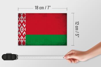 Panneau en bois drapeau Biélorussie 18x12 cm Biélorussie décoration vintage 4