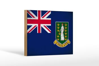 Panneau en bois drapeau îles Vierges britanniques 18x12cm décoration vintage 1