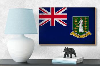 Panneau en bois drapeau îles Vierges britanniques 18x12cm décoration vintage 3