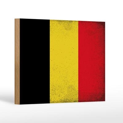 Holzschild Flagge Belgien 18x12 cm Flag of Belgium Vintage Dekoration