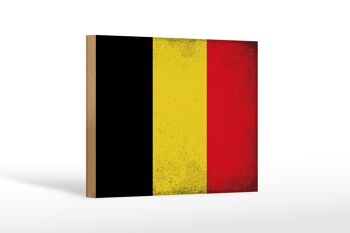 Panneau en bois drapeau Belgique 18x12 cm Drapeau de la Belgique décoration vintage 1