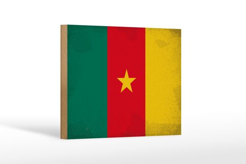 Holzschild Flagge Kamerun 18x12cm Flag of Cameroon Vintage Dekoration
