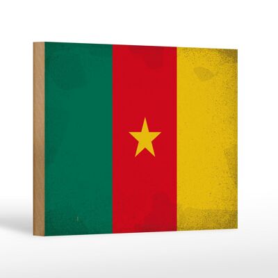 Holzschild Flagge Kamerun 18x12cm Flag of Cameroon Vintage Dekoration