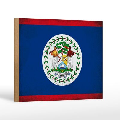 Wooden sign flag Belize 18x12 cm Flag of Belize Vintage Decoration