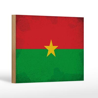 Cartello in legno bandiera Burkina Faso 18x12cm bandiera decorazione vintage