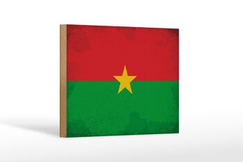 Drapeau panneau en bois Burkina Faso 18x12cm, décoration vintage 1